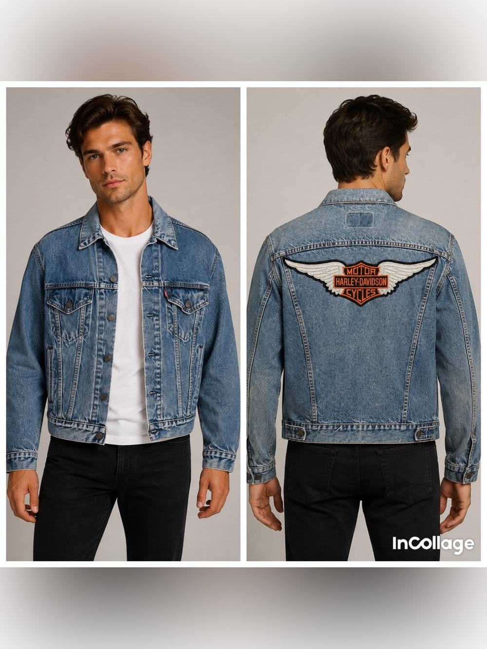 Levi Strauss Blue Harley-Davidson Patch Denim Jacket for Men (1009)